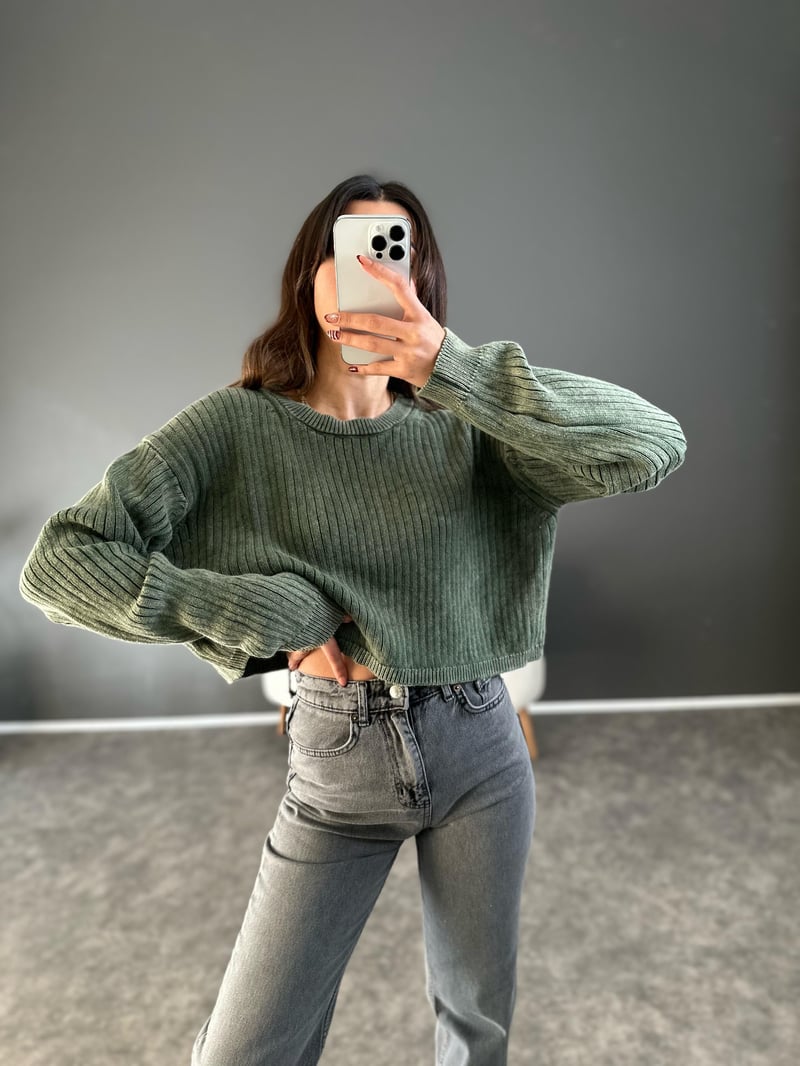 Green Tumbled Sweater Sweater