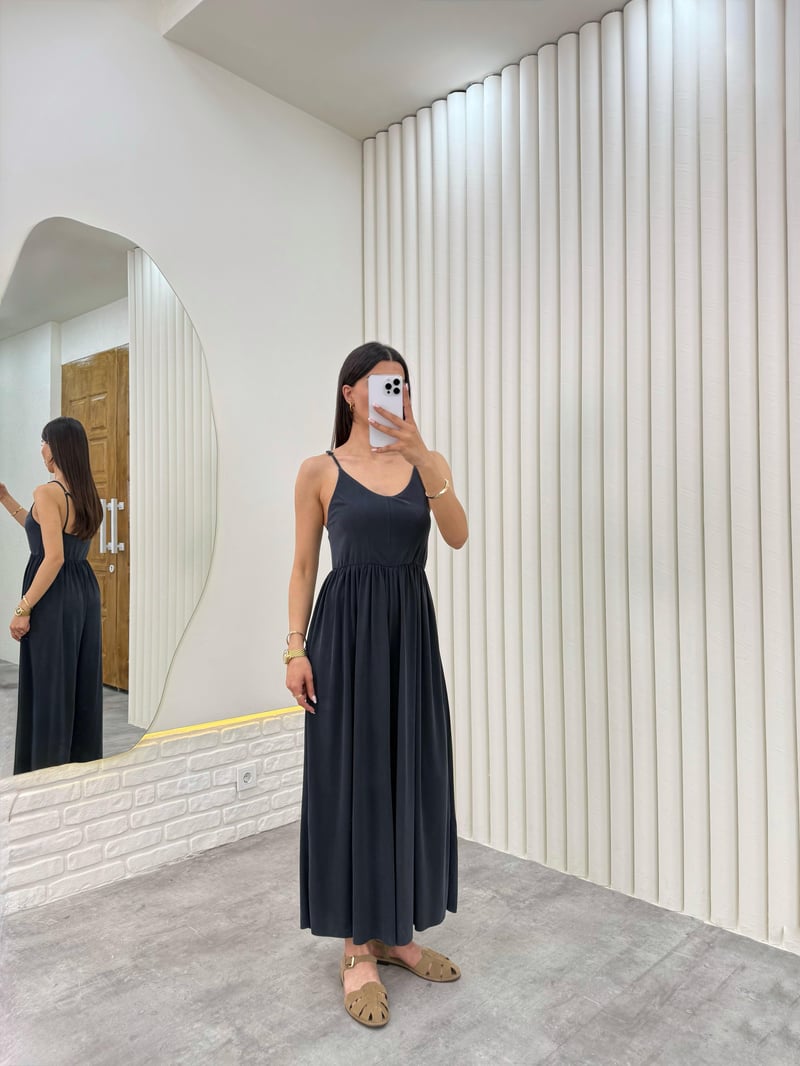 Antrasit Askısı Ayarlanabilir Modal Kumaş Tulum Gaus00331