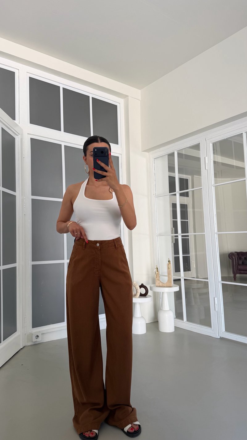 Taba Yıkamalı Tencel Denim Pantolon GAUS-01786