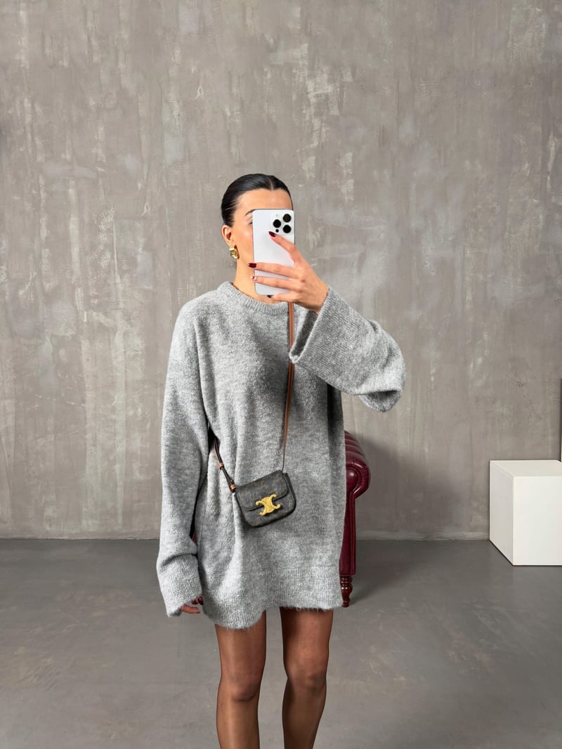 Arow Gri Triko Oversize Kazak
