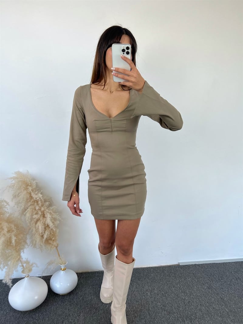 Eliza Koyu Nude Mini Elbise 