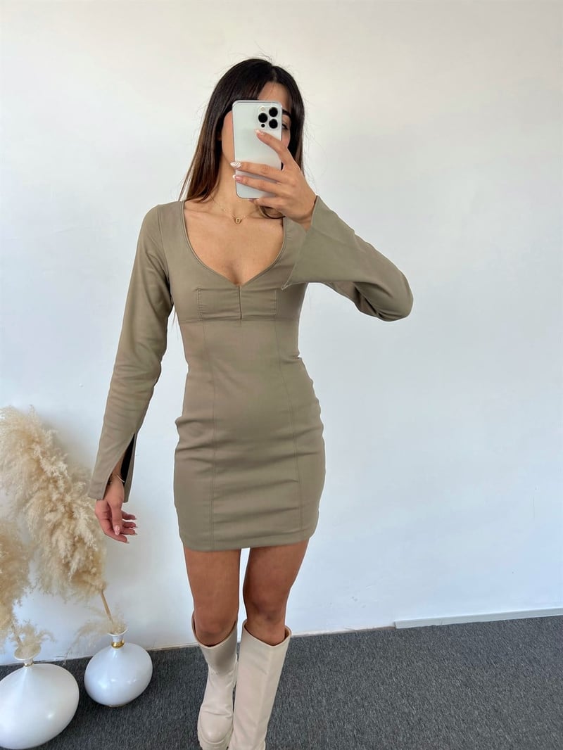 Eliza Koyu Nude Mini Elbise 