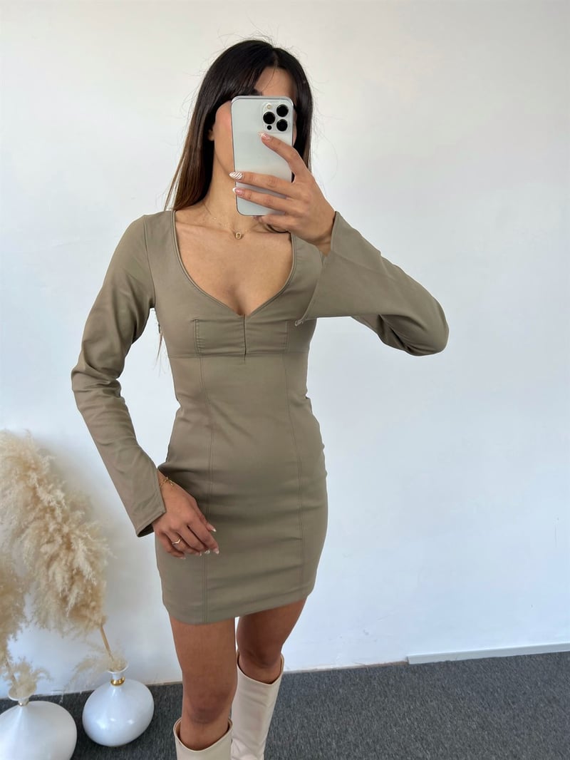 Eliza Koyu Nude Mini Elbise 