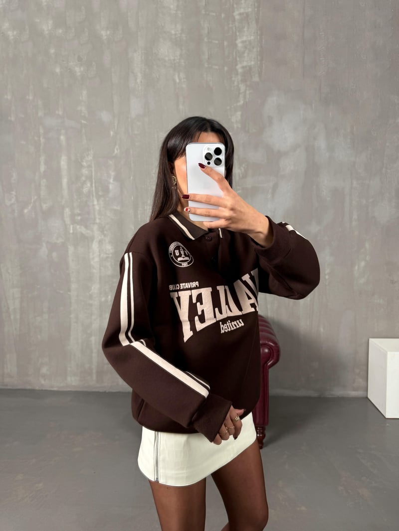 Juste Acı Kahve Yazı Baskılı Sweat