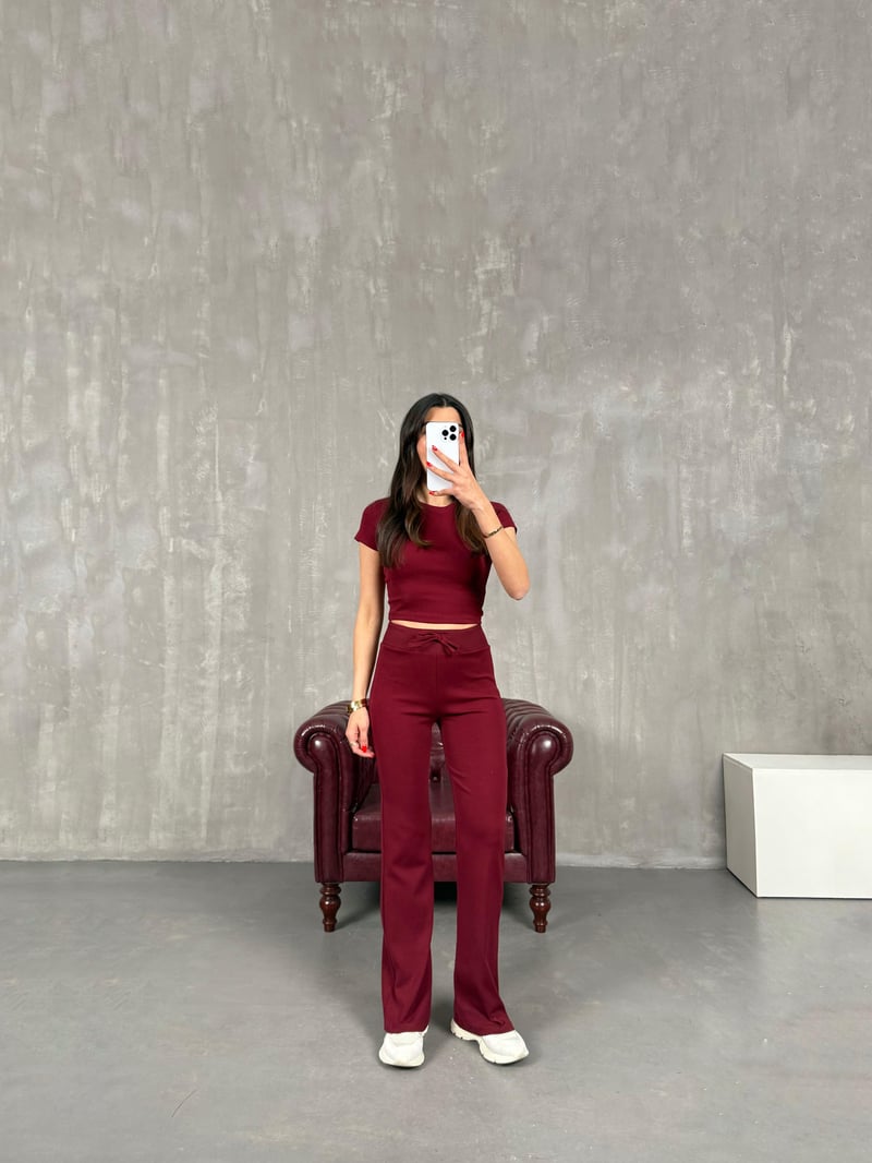 Bordo Bisiklet Yaka Basic Takım Gaus00175