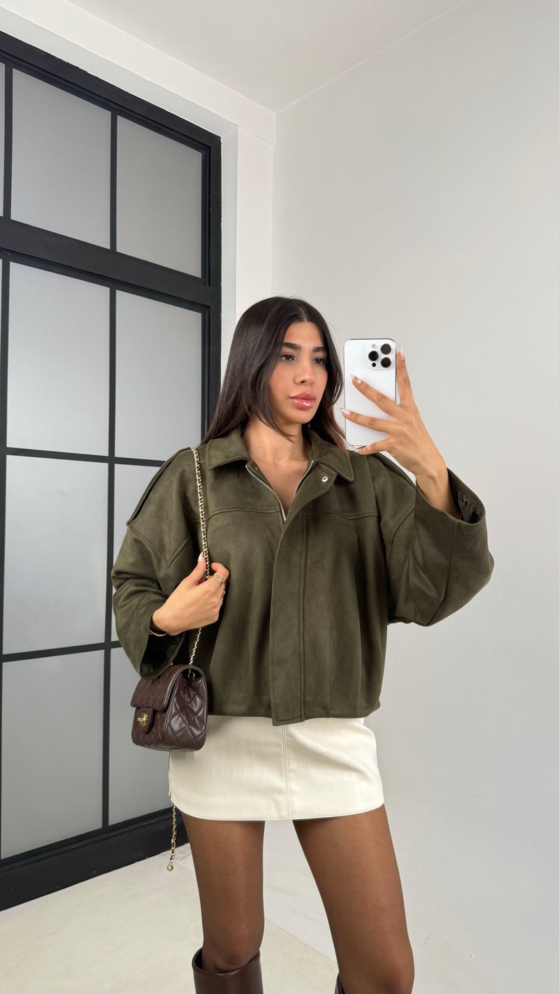Haki Süet Premium Bomber Ceket GAUS-0088