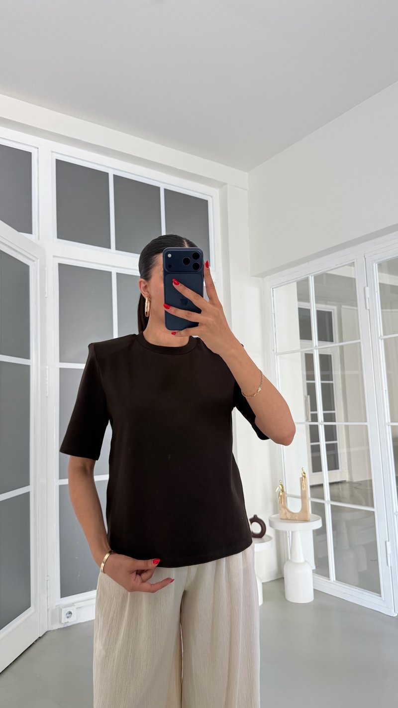Acı Kahve Vatkalı Tshirt GAUS-01884GAUSTSHIRTGAUS-01884