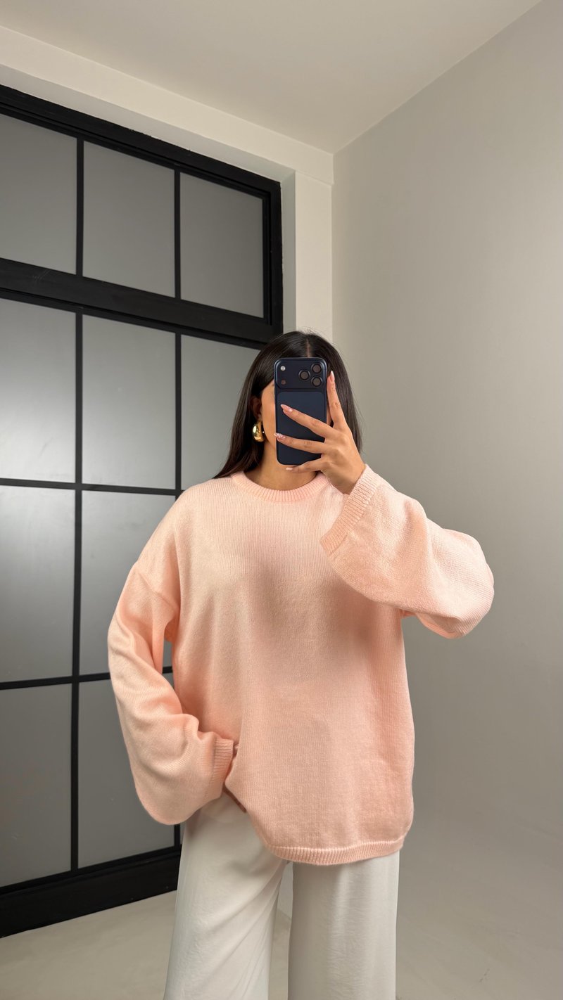Pembe Bisiklet Yaka Pinterest Triko Kazak GAUS-00868