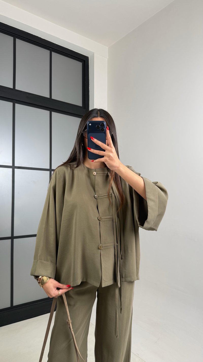 Haki Püsküllü Muadil Modal Takım GAUS-00998