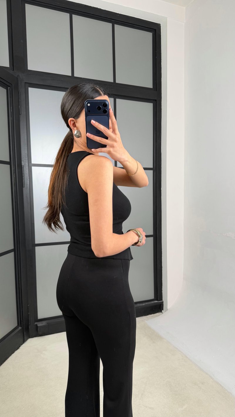 Siyah Örgü Kemerli Pantolon GAUS-01361