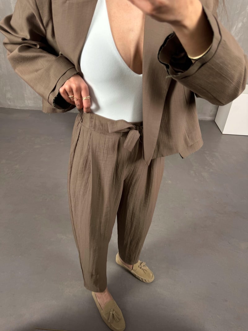 Kahve Astarlı Ceket Pantolon Takım Gaus00069
