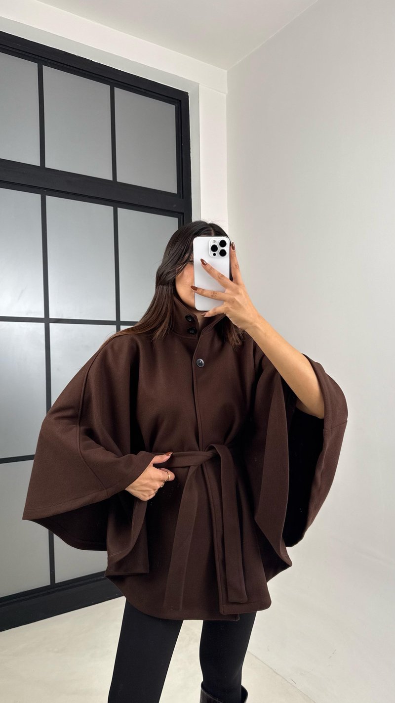 Acı Kahve Kuşaklı Premium Kaşe Panço GAUS-00443