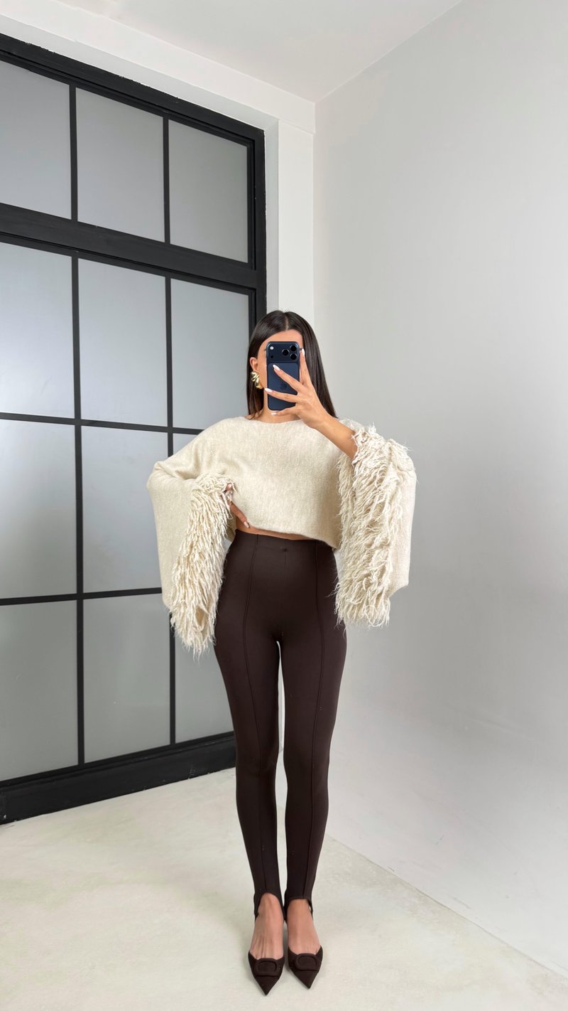 Acı Kahve Çımalı Topuktan Geçirmeli Tayt GAUS-00642