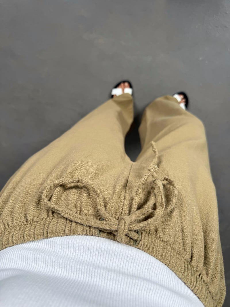 Haki Beli Lastikli Keten Pantolon Gaus00237