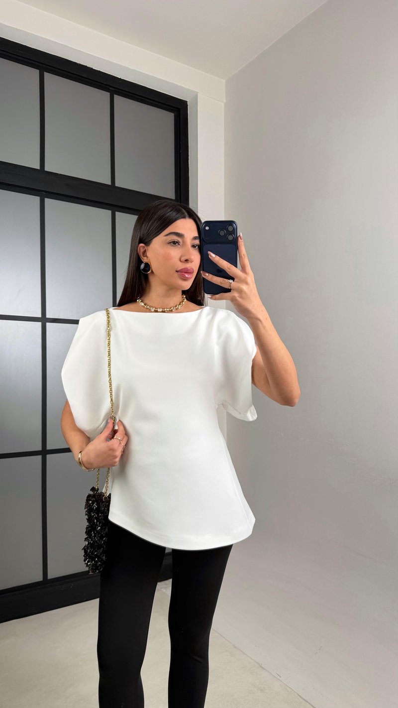 Beyaz Balon Kol Bluz GAUS-01126