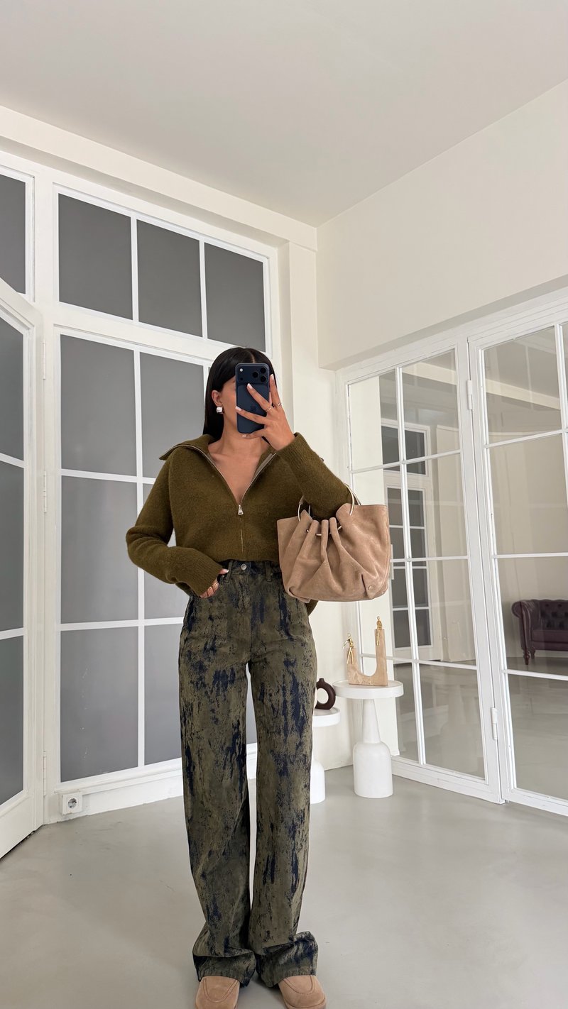 Yeşil ZR Model Kadife Tasarım Jean GAUS-02170