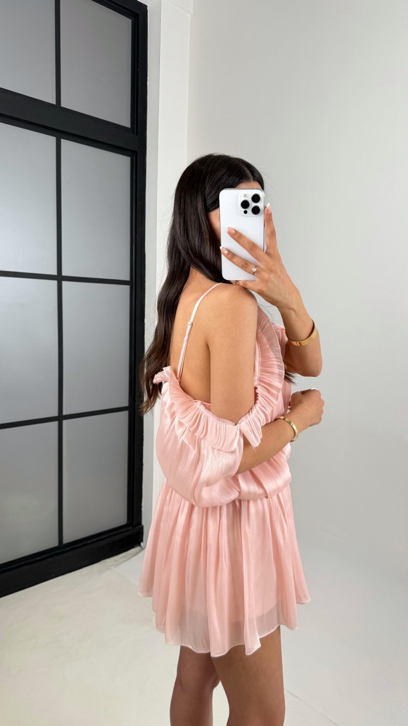 Pembe Ayarlanabilir Askılı Parlak Şifon Tasarım Tulum Gaus00620