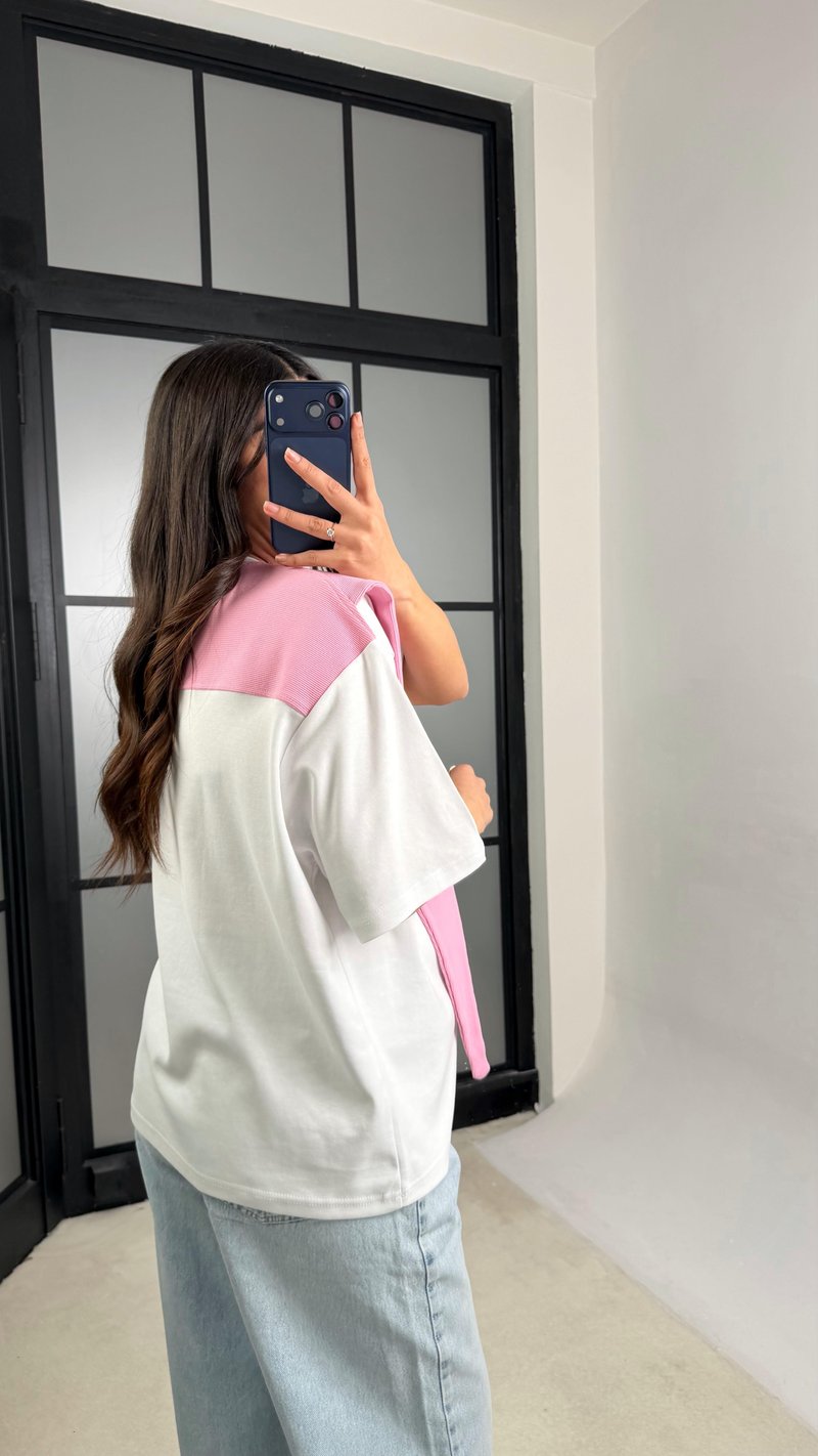 Pembe Şal Detaylı Basic Tshirt GAUS-01192