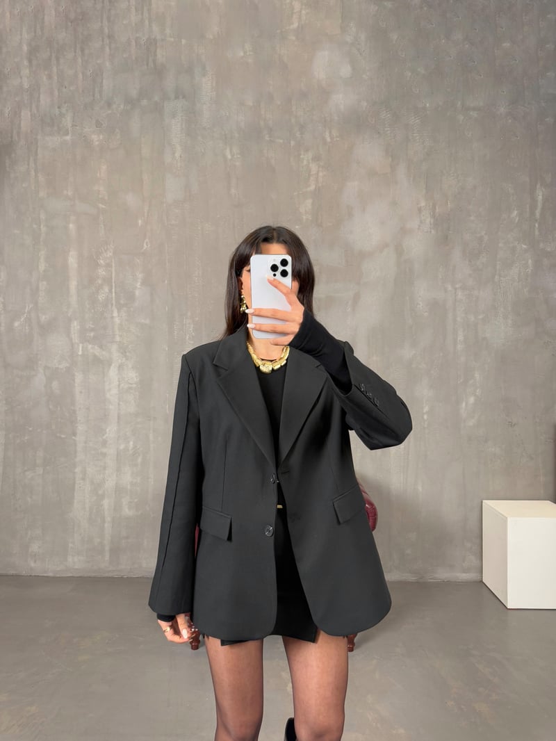 Lenora Siyah Astarlı Blazer Ceket
