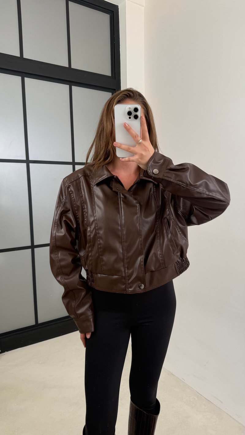 Kahve Vatkalı Astarlı Premium Deri Ceket GAUS-00607