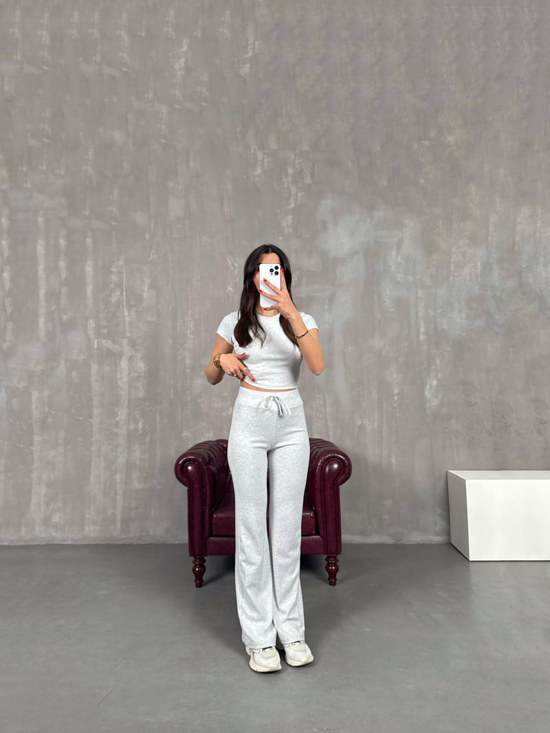 Gri Bisiklet Yaka Basic Takım Gaus00175