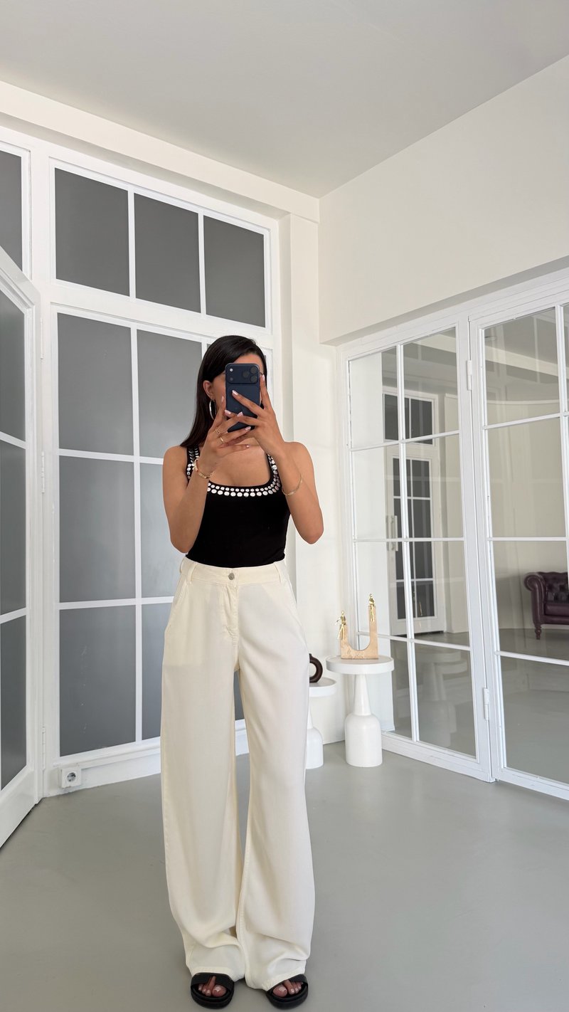Krem Yıkamalı Tencel Denim Pantolon GAUS-01786