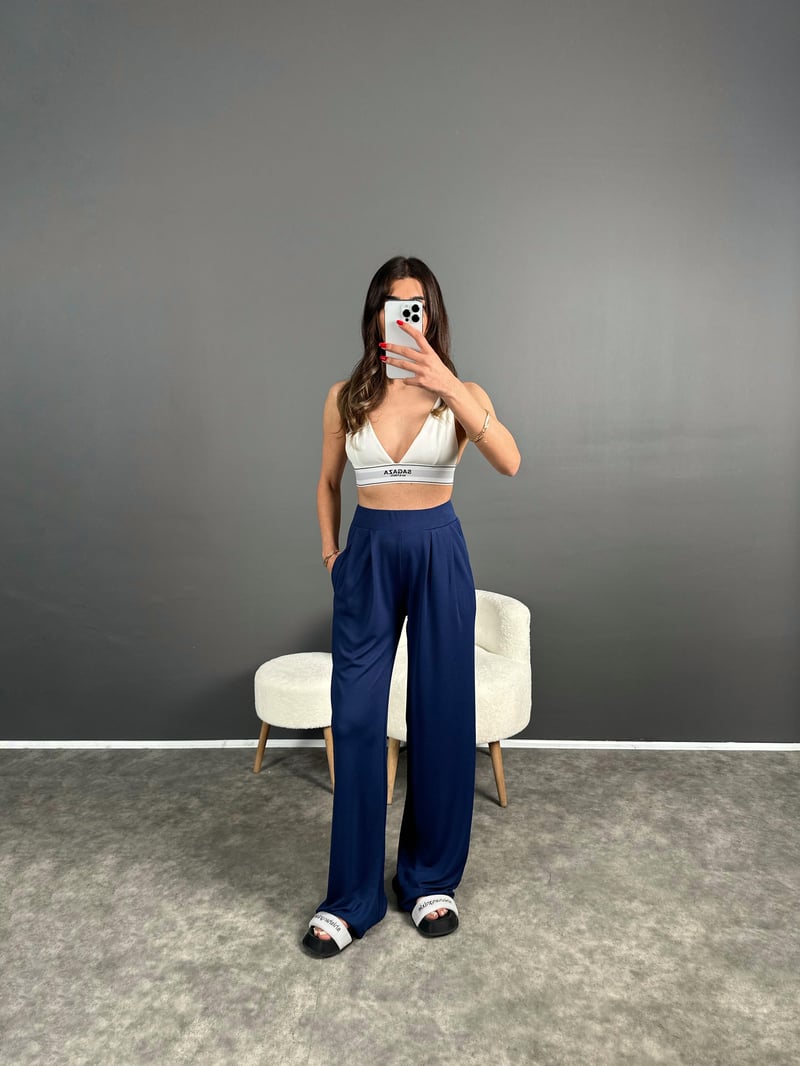 Anja Lacivert Pike Modal Kumaş Pantolon
