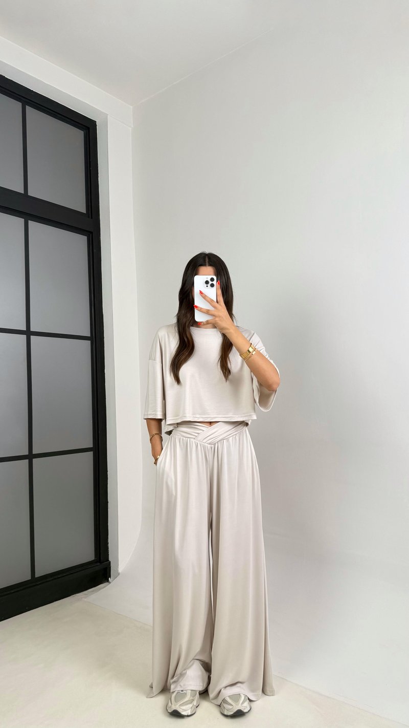 Taş Bluz Beli Lastikli Pantolon OYS Muadil Modal Takım GAUS-0011