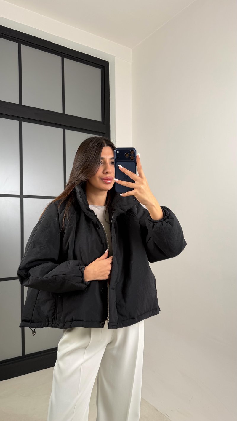 Siyah Oversize Astarlı Şişme Mont GAUS-00611