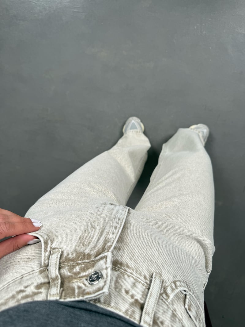 Hector Yıkamalı Bej Wide Leg Jean