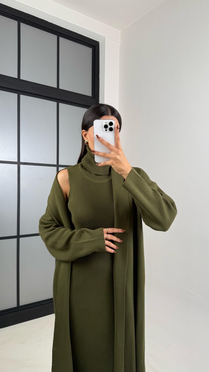 Haki Balıkçı Yaka Triko 2Li Takım GAUS-00211