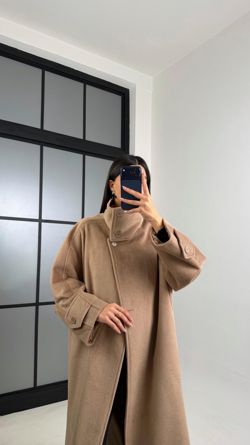 Camel Dik Yaka Astarlı Kaban GAUS-00846