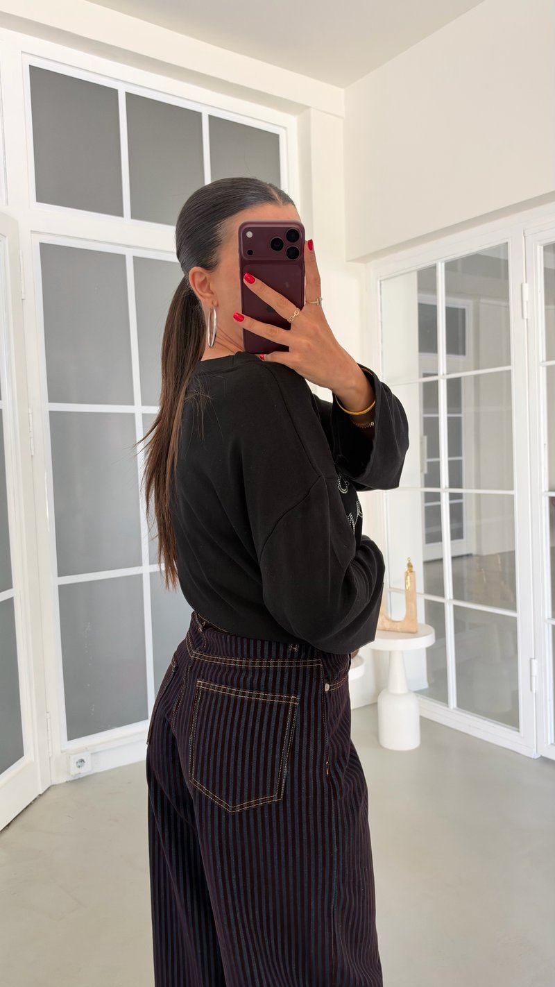 Acı Kahve Kadife Çizgili Baggy Jean GAUS-02267