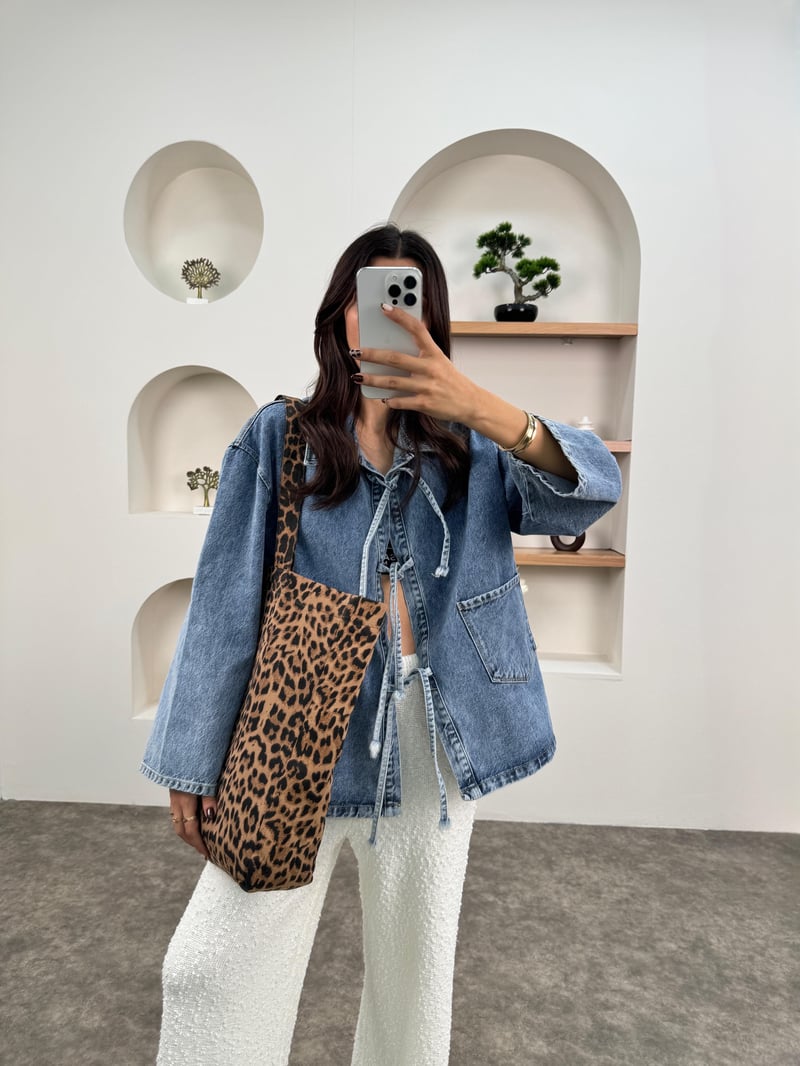 Leopar Desenli Büyük Bez Çanta