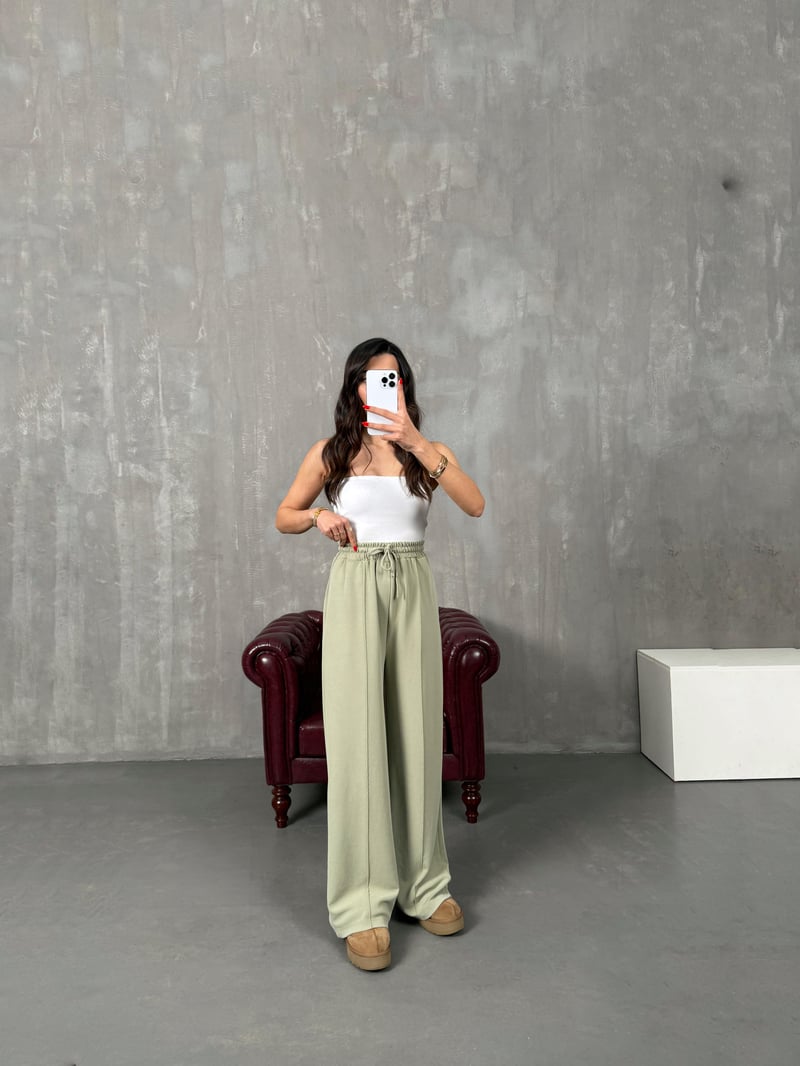 Vilde Yeşil Çımalı Yıkamalı Oys Muadil Pantolon