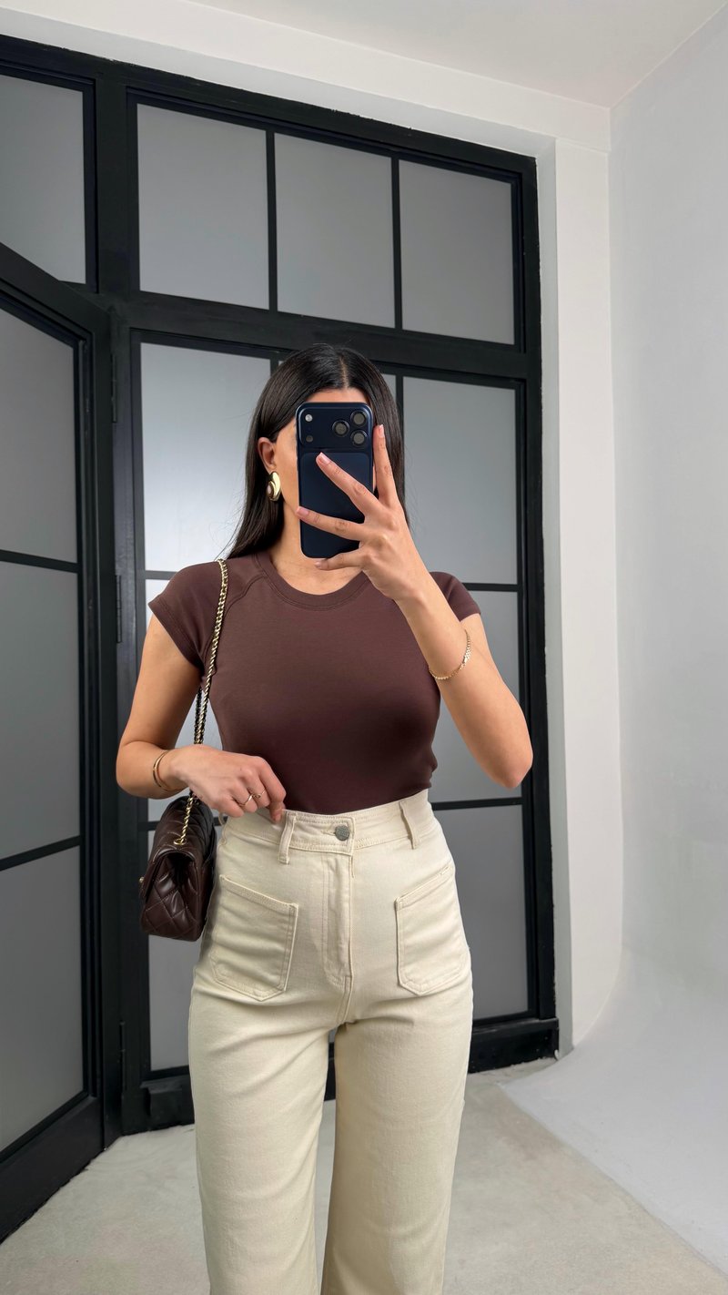 Krem Ön Cep Detaylı Kesik Paça Jean GAUS-01300