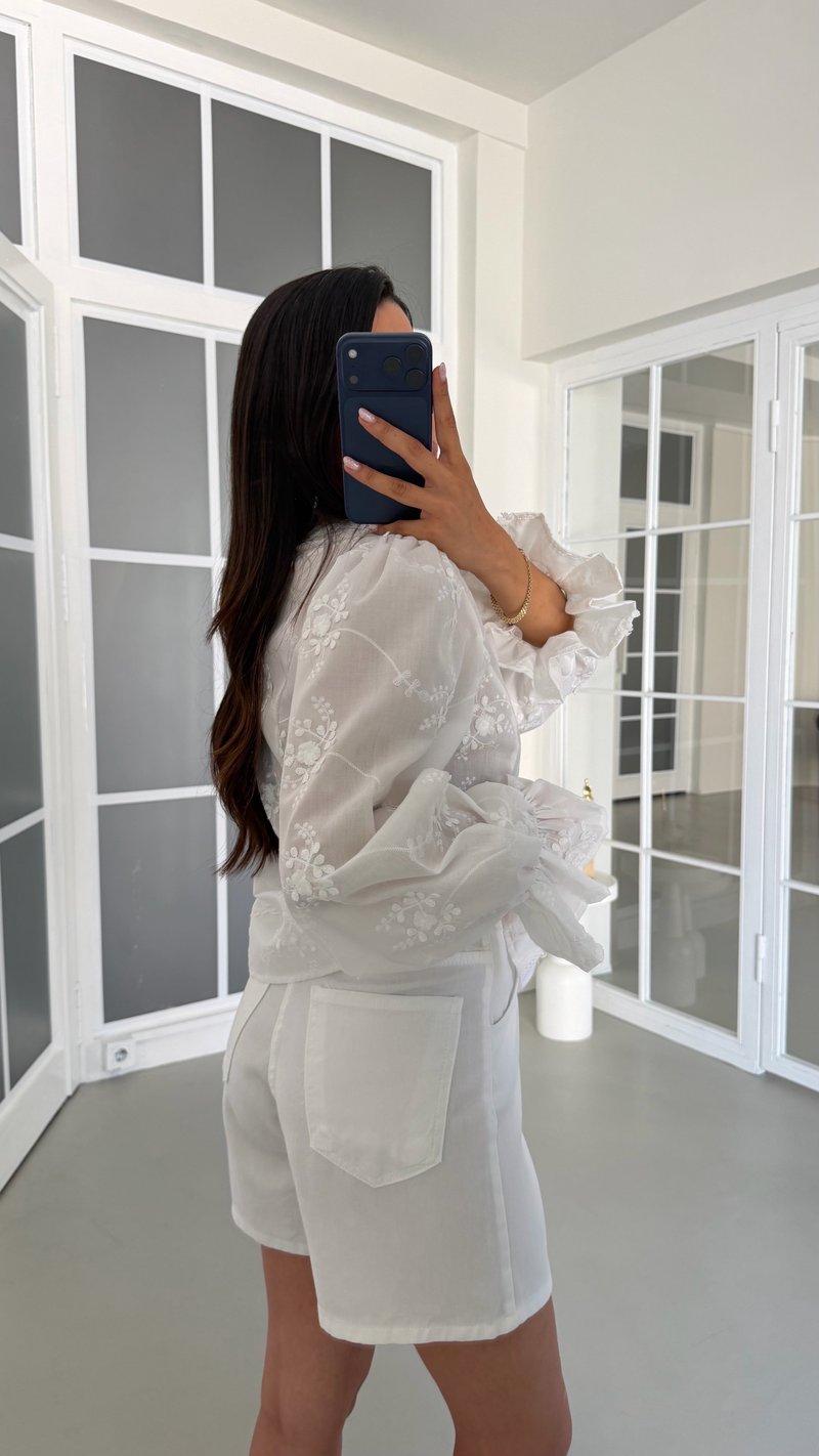 Beyaz Tencel Denim Şort GAUS-01802