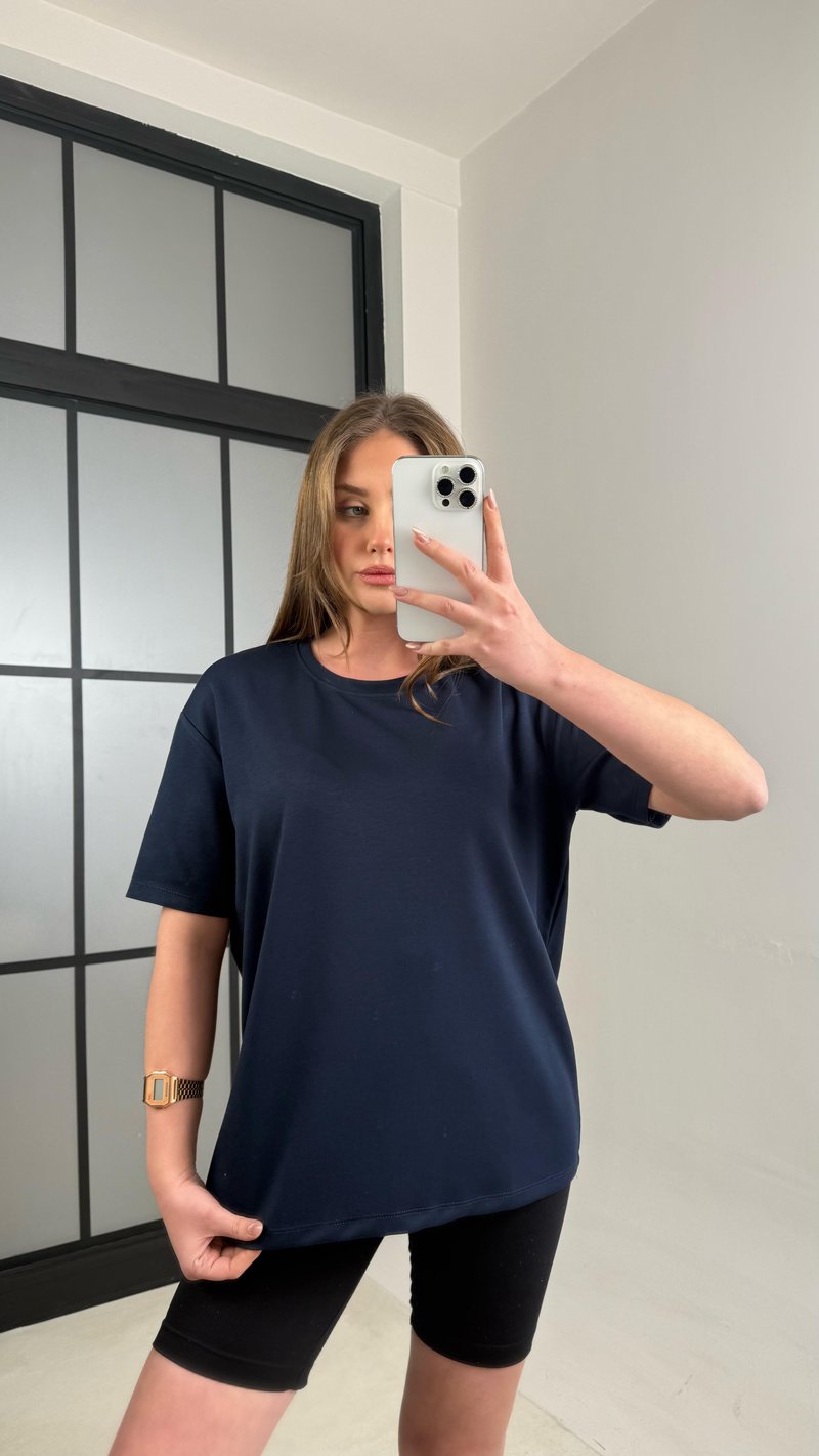 Lacivert Basic Kısa Kol Modal Tshirt GAUS-01059