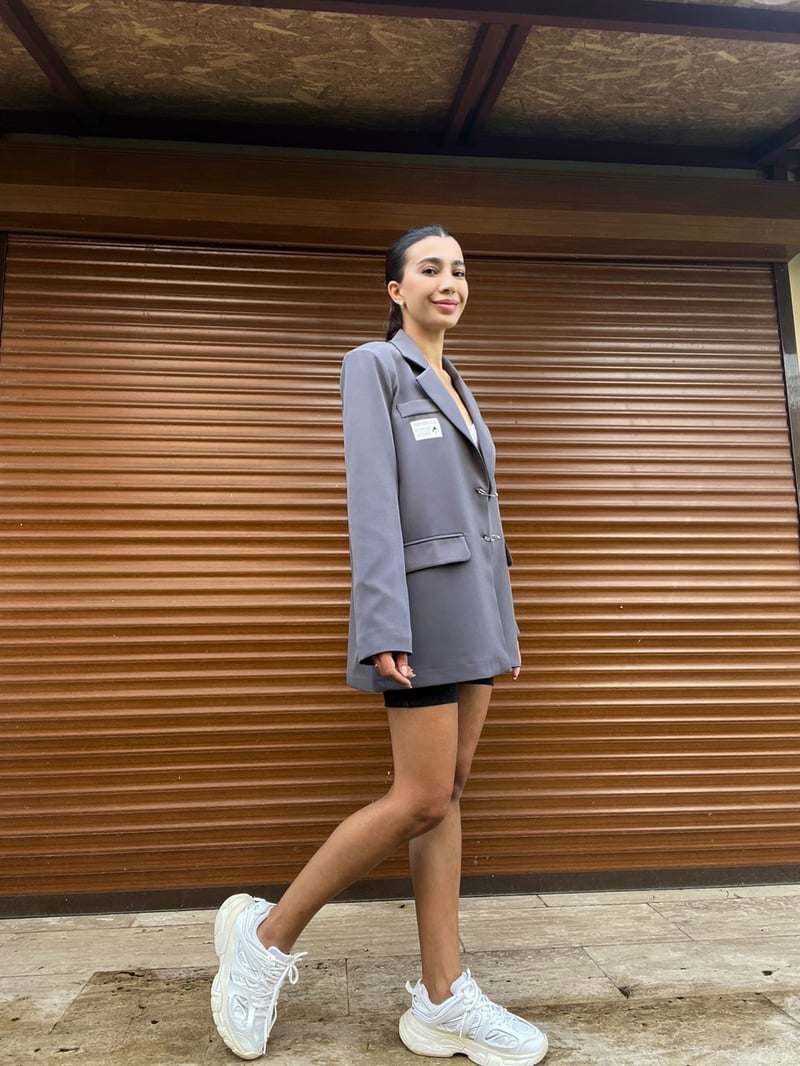Gri Oversize Premium Blazer Ceket 