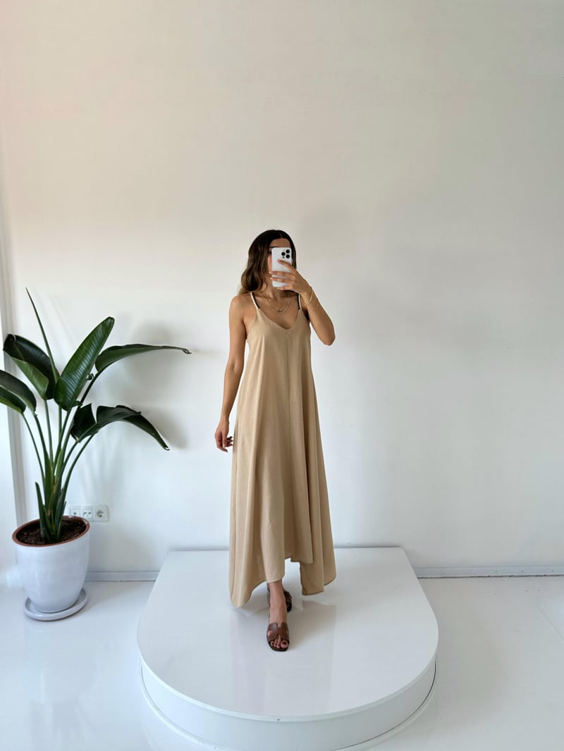 Hermosa Taş Örgü Askılı Elbise