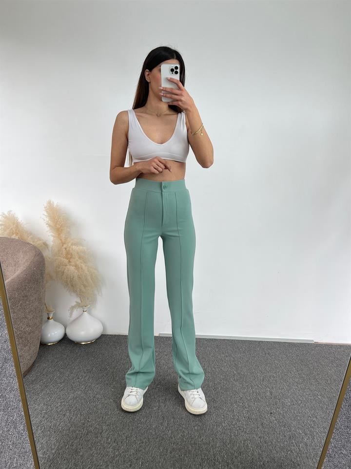 Lica Mint Yeşili Çımalı Kumaş Pantolon 
