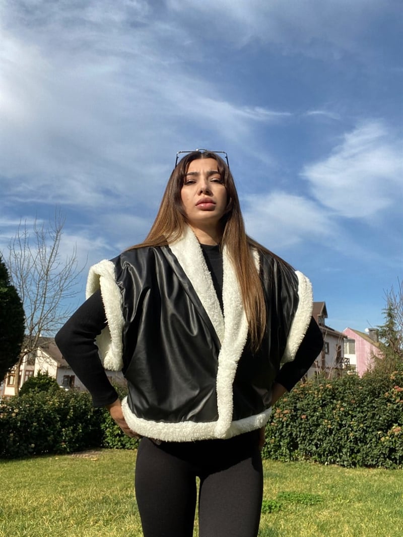 Negro siyah içi polar kürklü Yelek 