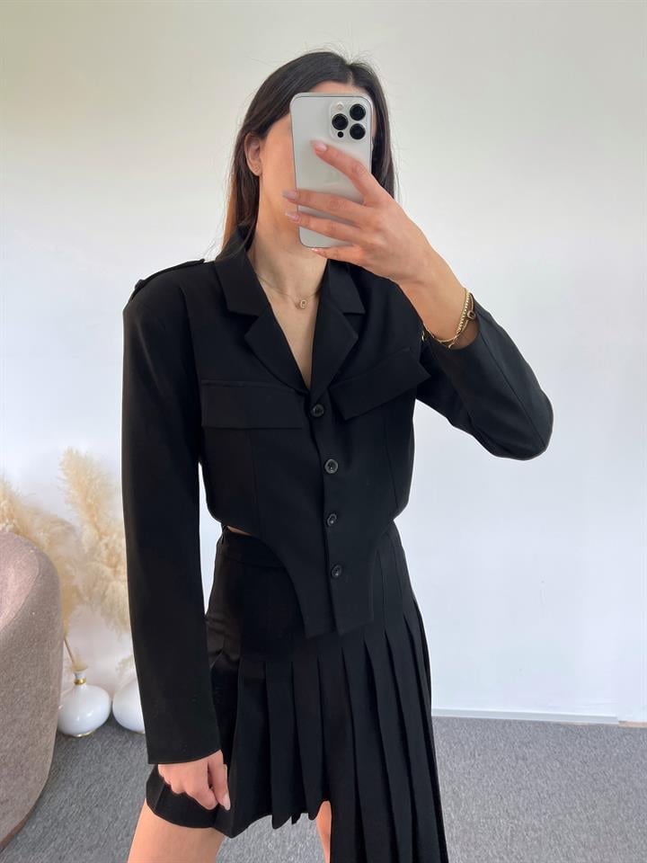 Noemi Siyah Tasarım Blazer Ceket 