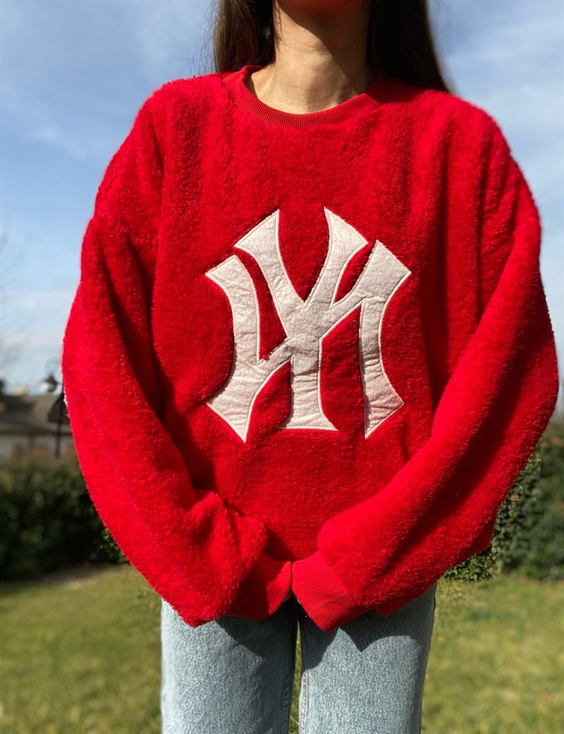 NY kırmızı Peluş Sweat 