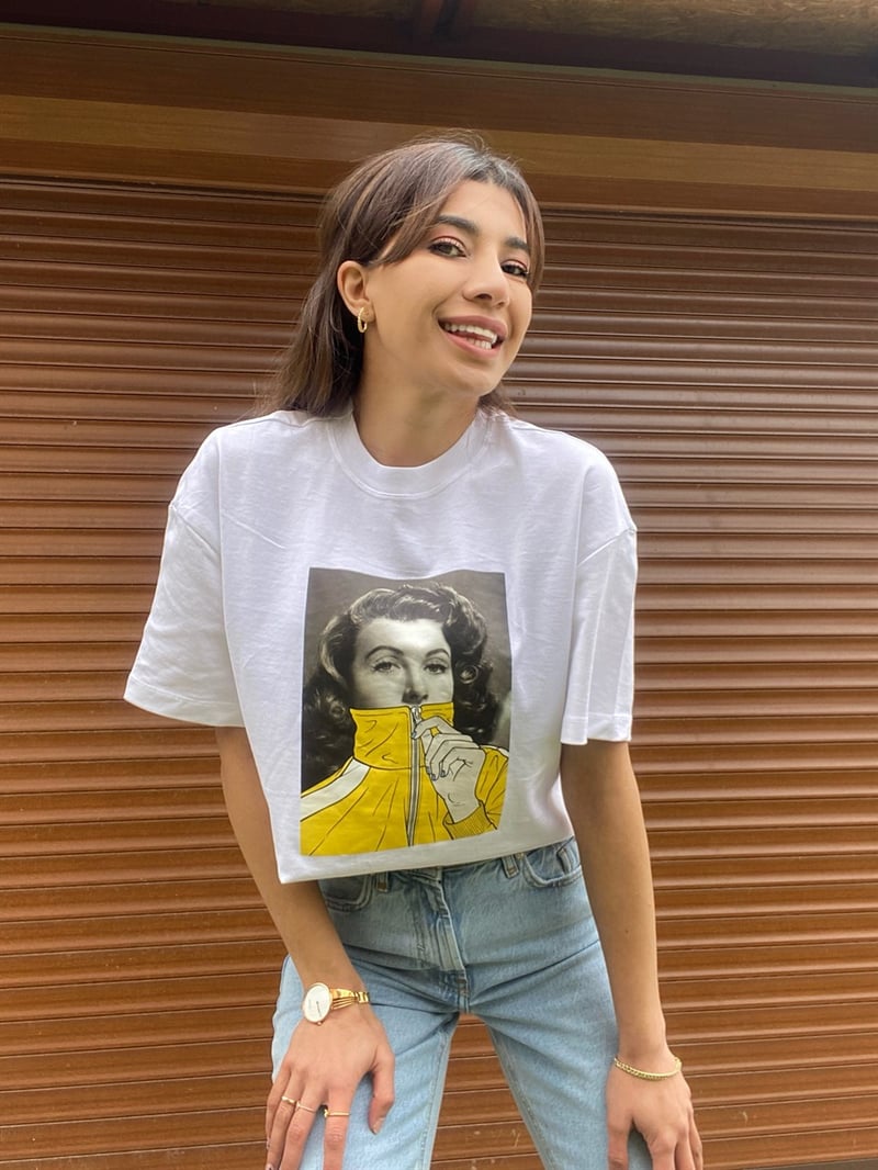 Orijinal Marka Baskılı Beyaz Oversize Tshirt