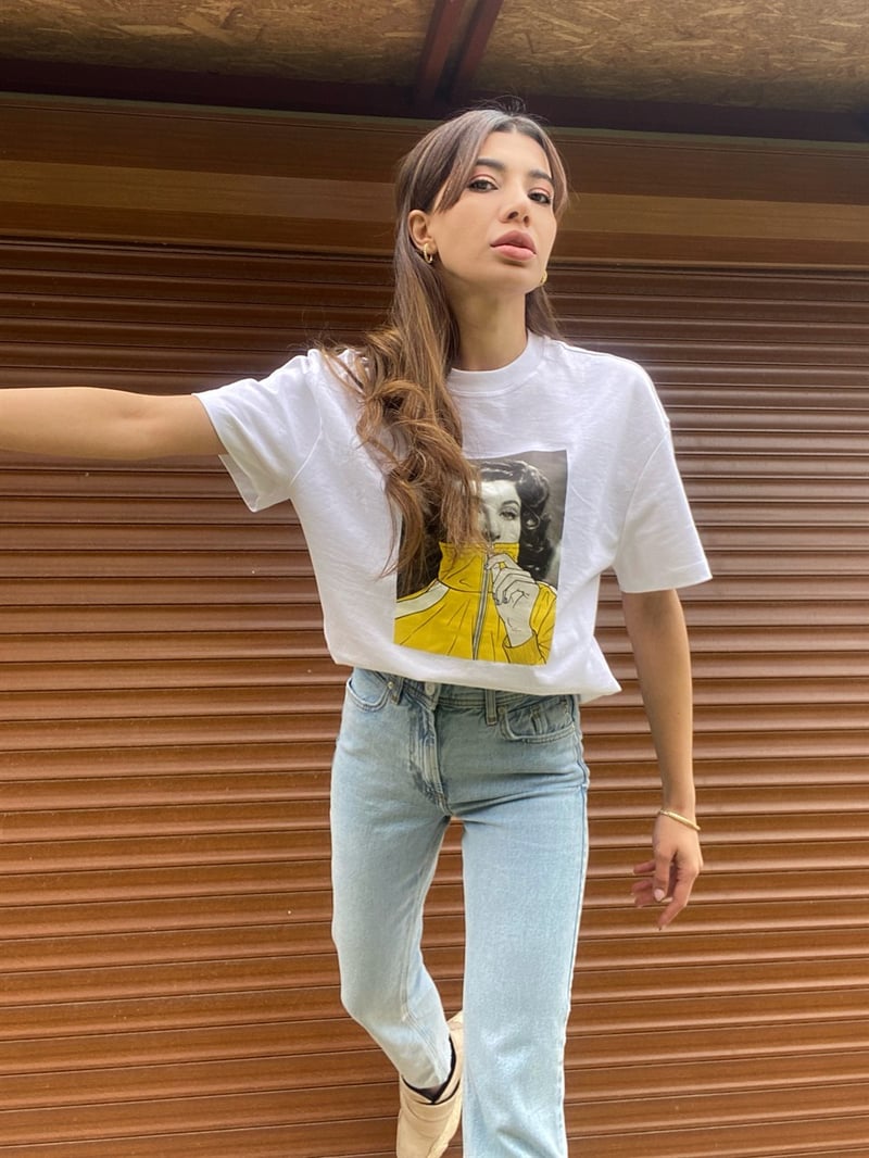 Orijinal Marka Baskılı Beyaz Oversize Tshirt