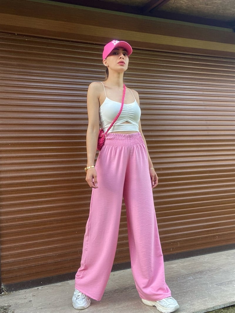 Pembe Beli Lastikli Pantolon