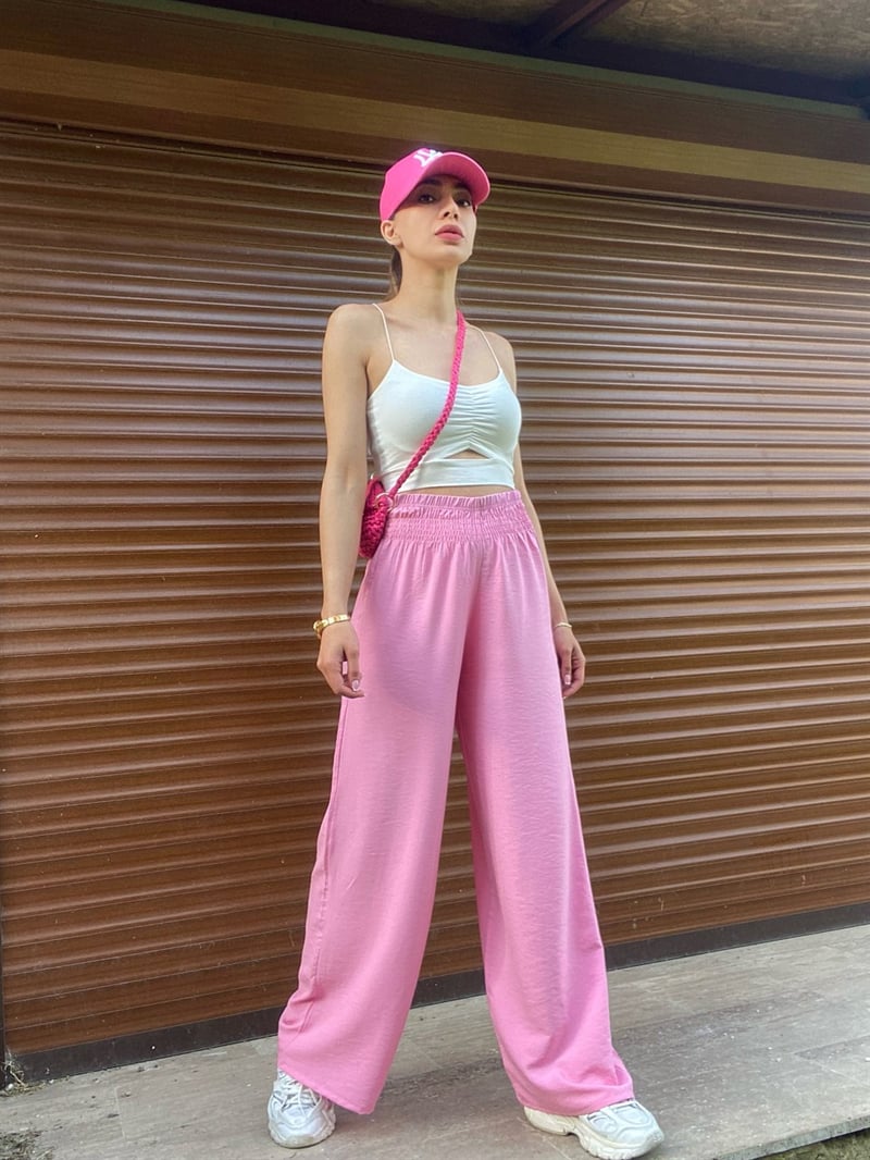 Pembe Beli Lastikli Pantolon