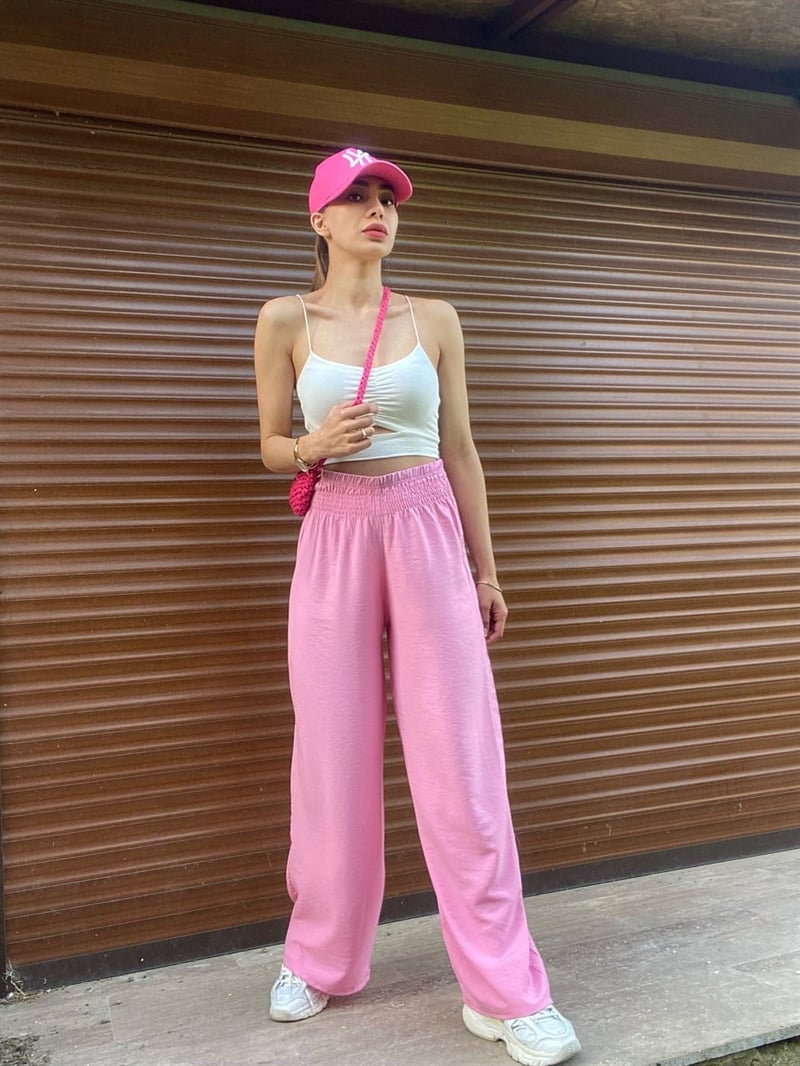 Pembe Beli Lastikli Pantolon