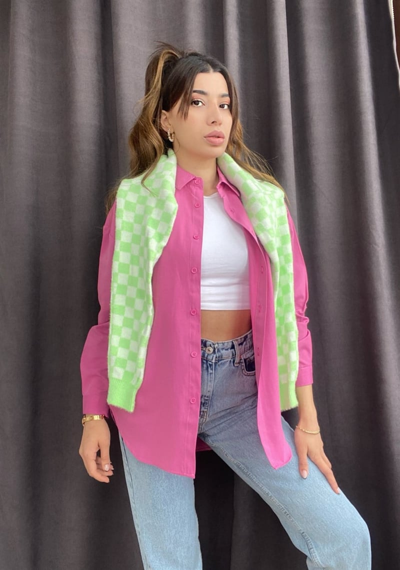 Pembe Oversize Gömlek 